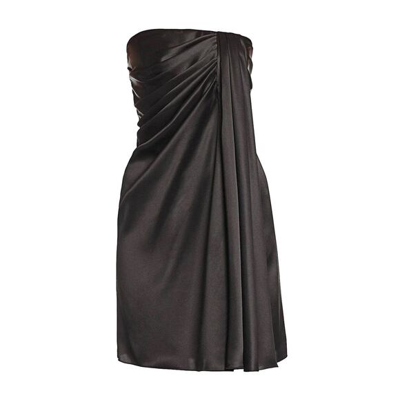 DOLCE & GABBANA Strapless Draped Stretch Satin Mini Dress 44 L - Picture 6 of 11